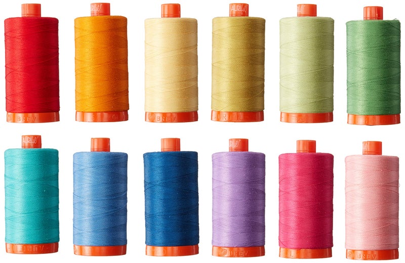 أوريفيل قطعة لحاف Aurifil Christa ومجموعة خيط ألوان اللحاف 12 بكرة كبيرة 50 وزن - Image 1